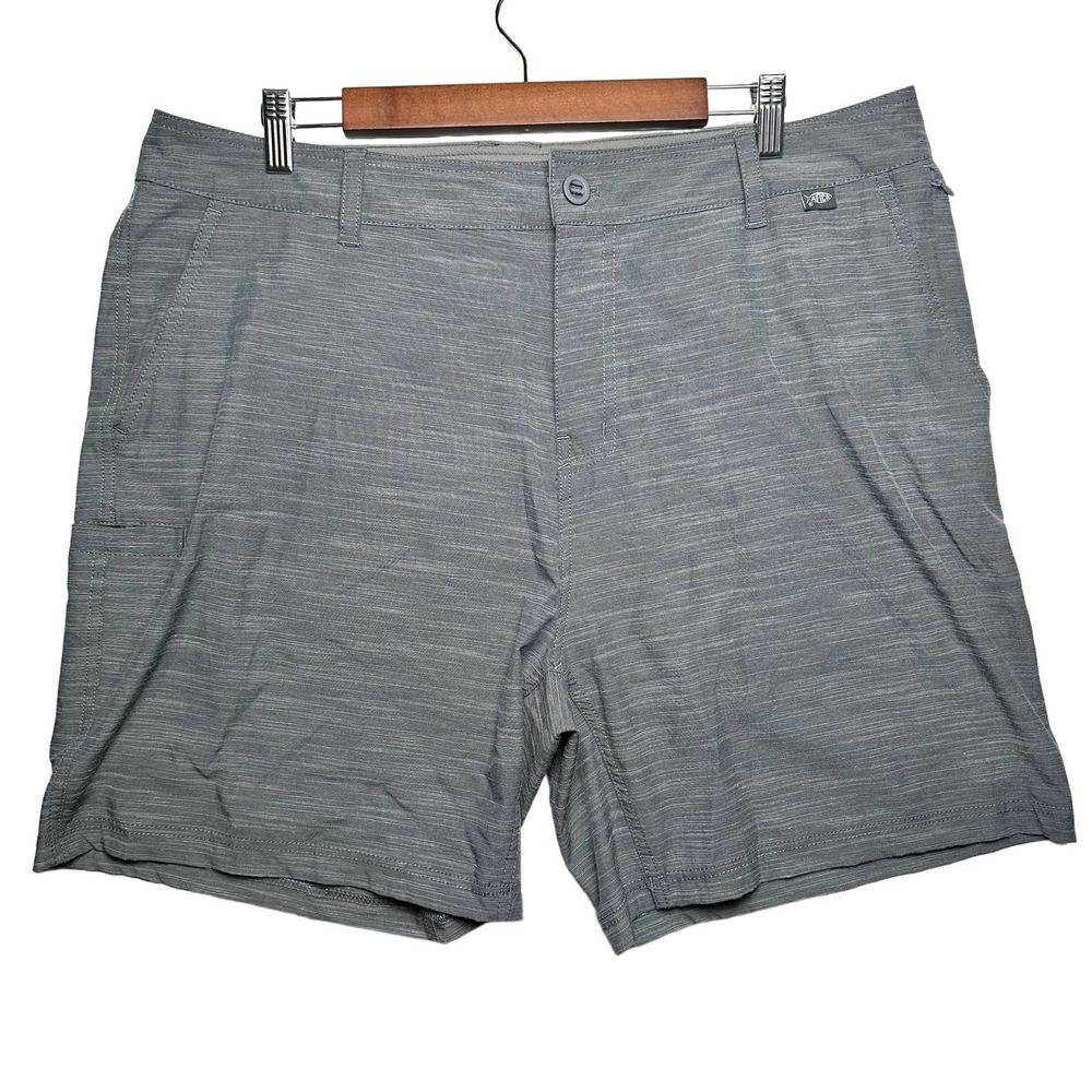 AFTCO | Men | Heather Gray Flat Front Performance Fishing Shorts | Size 38